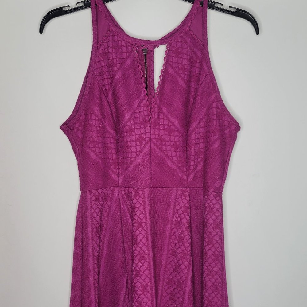 Free People Dress Womens 6 Magenta Casual Miss Connections Sleeveless Cut Out